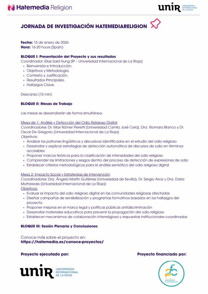 Jornada de Investigación HatemediaReligion